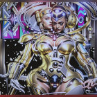 Elegant Woman in Floral Gown and Hat Artwork