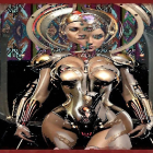 Futuristic Artwork of Intertwined Android Figures