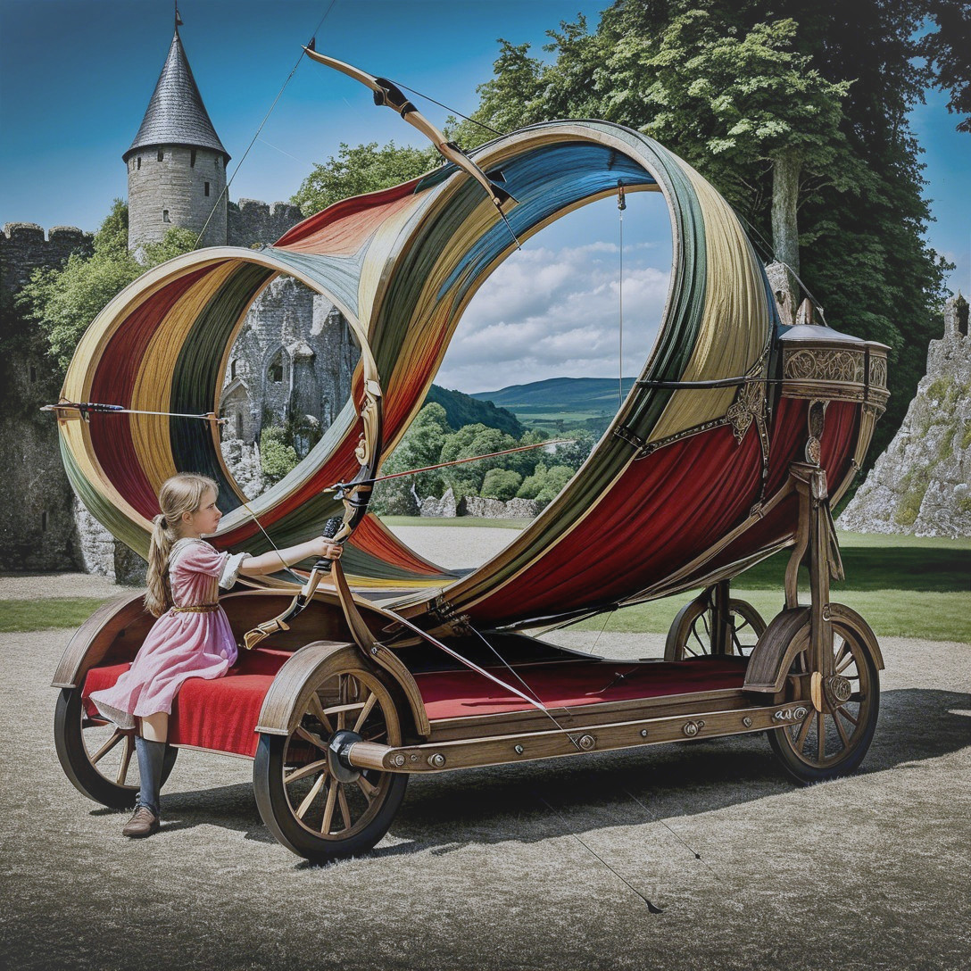 Whimsical Scene of a Girl with a Colorful Contraption