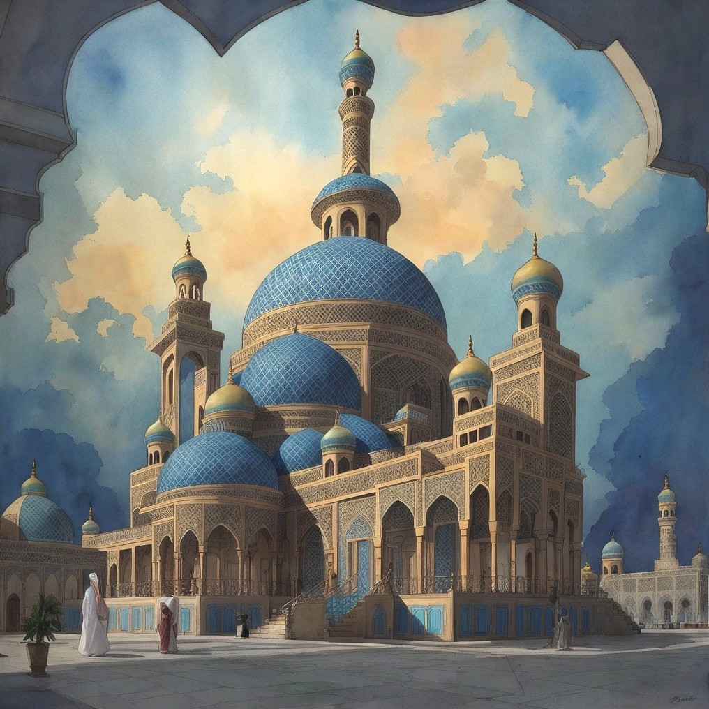 Majestic Building with Intricate Architecture and Light