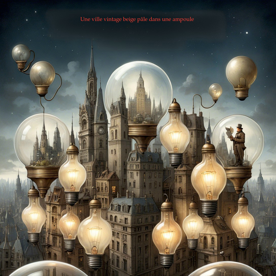 Ville vintage beige pâle dans des ampoules rétro