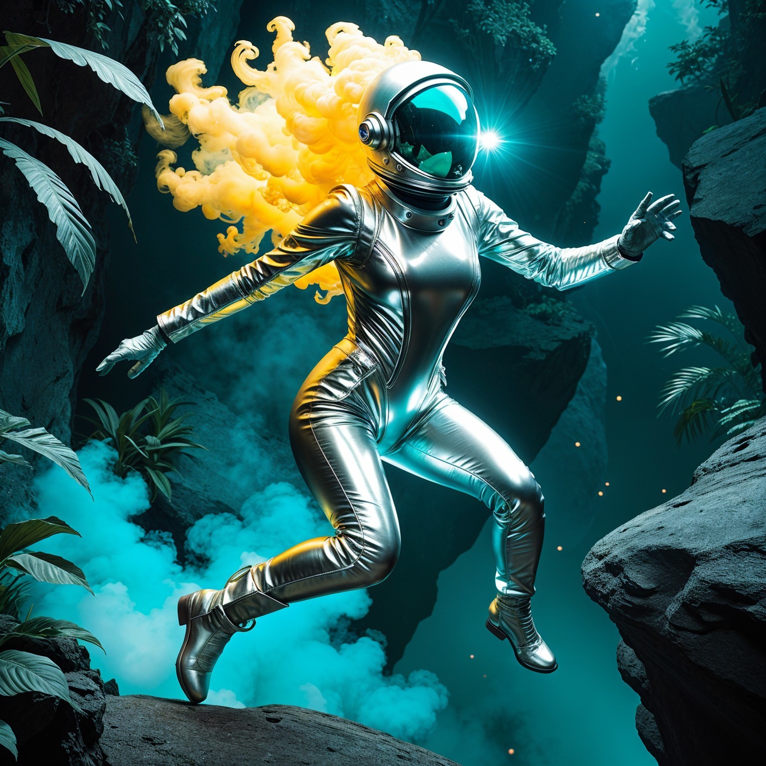 Futuristic Astronaut in Vibrant Alien Landscape