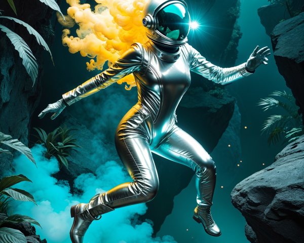 Futuristic Astronaut in Vibrant Alien Landscape