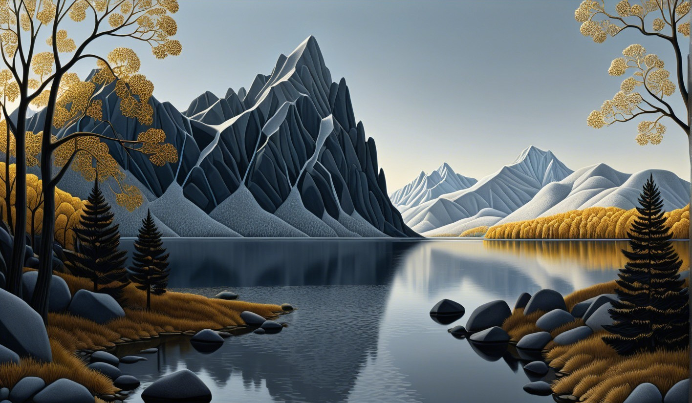 Serene Landscape with Mountains and Calm Lake