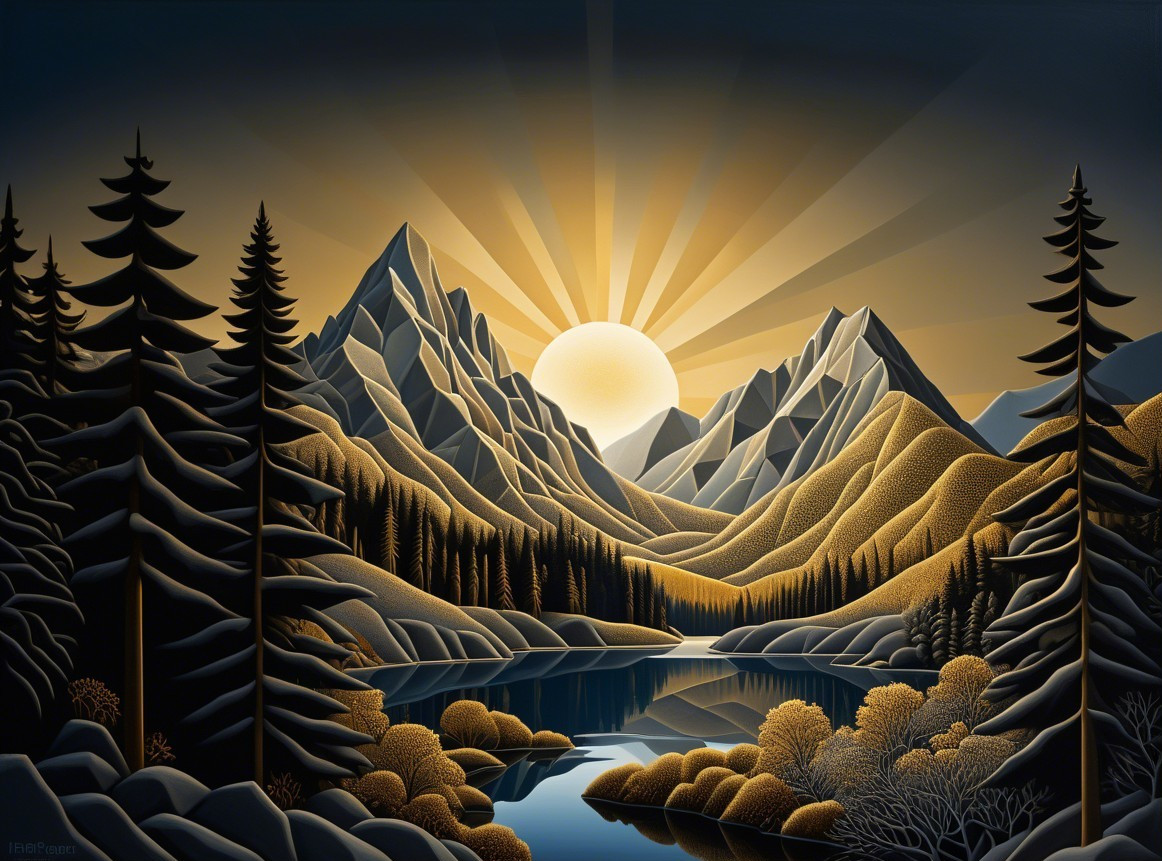 Serene Mountain Landscape at Sunrise with Reflection