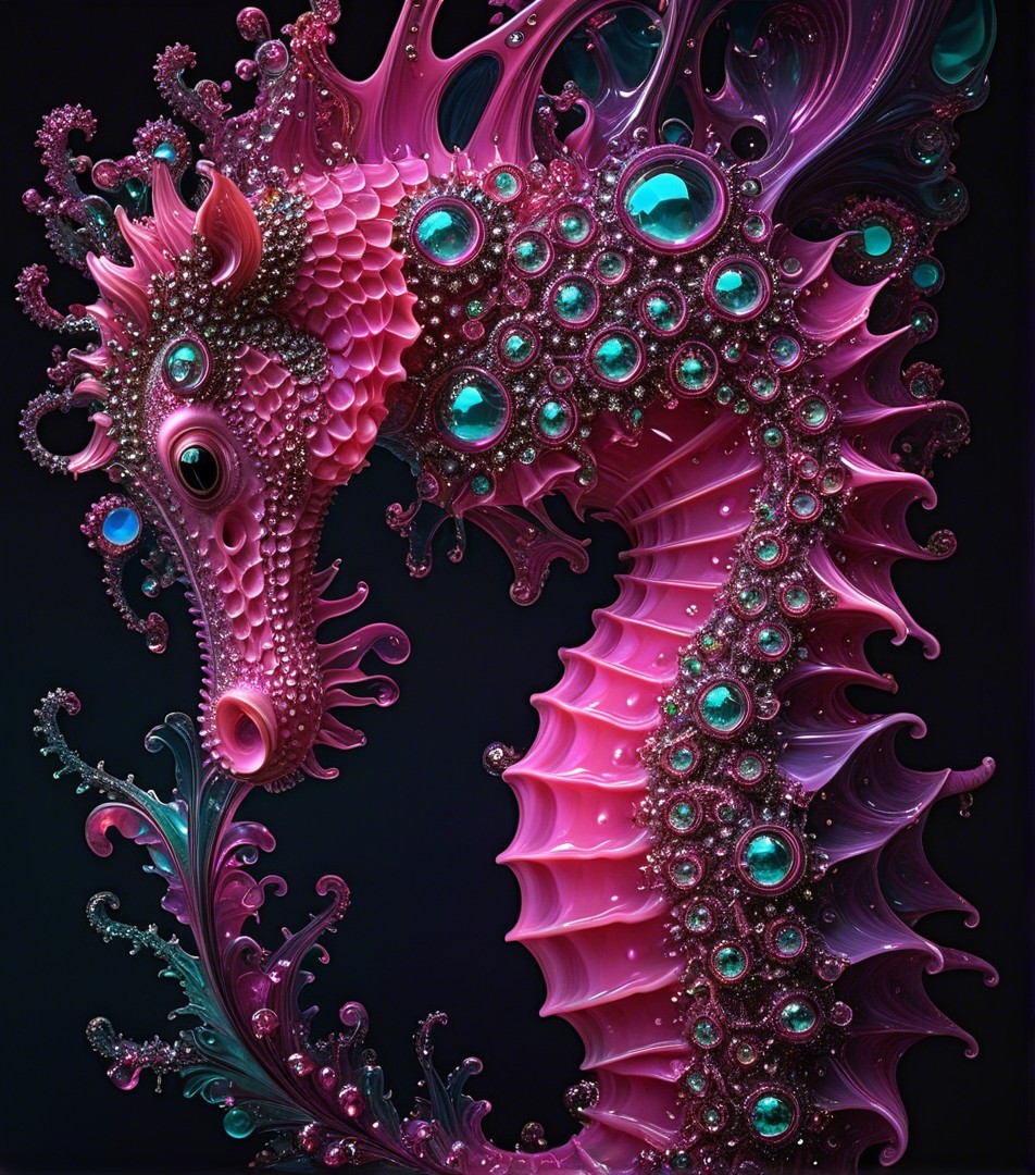 Intricately Designed Vibrant Seahorse with Patterns