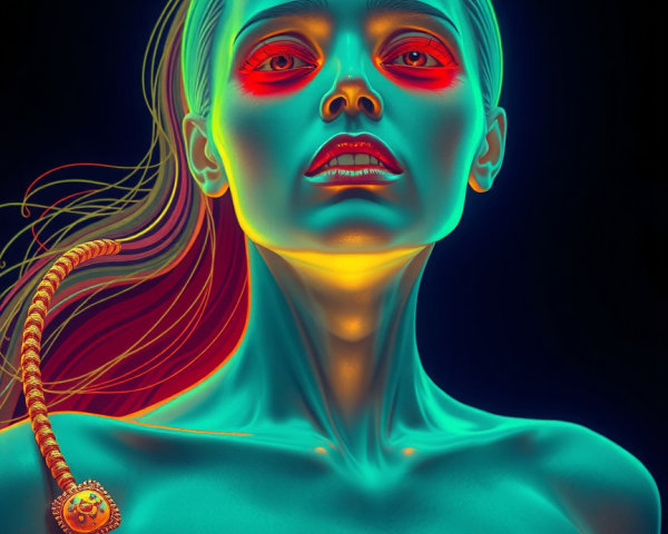 Futuristic Portrait of a Woman in Neon Colors