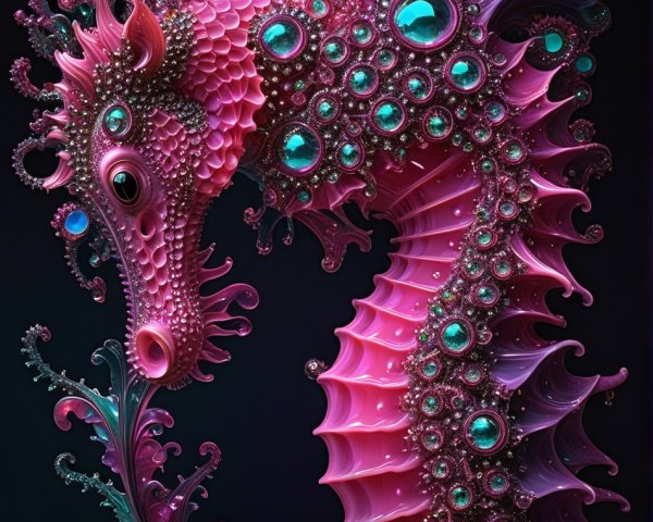 Intricately Designed Vibrant Seahorse with Patterns