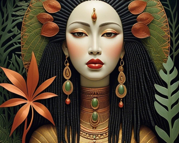 Portrait of a Woman with Jewelry and Headdress