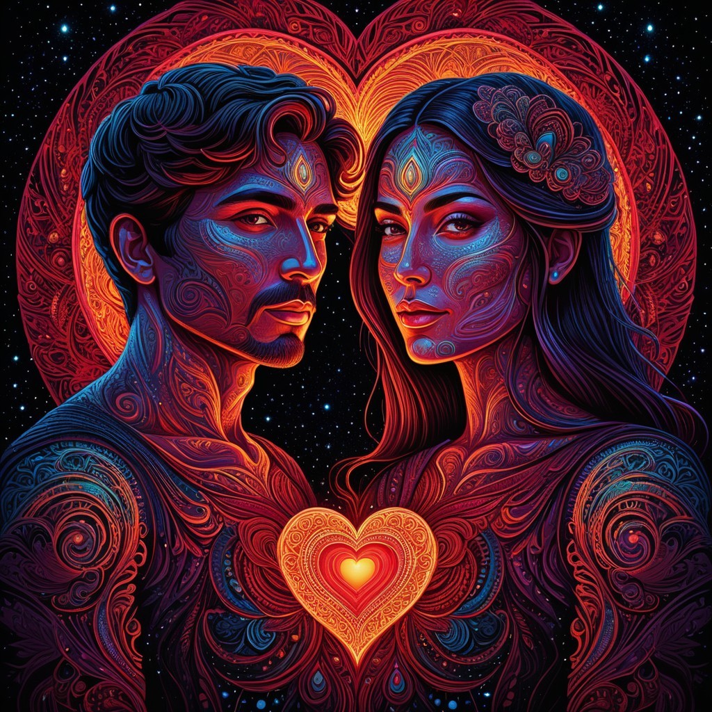 Colorful Illustration of a Couple in Cosmic Setting