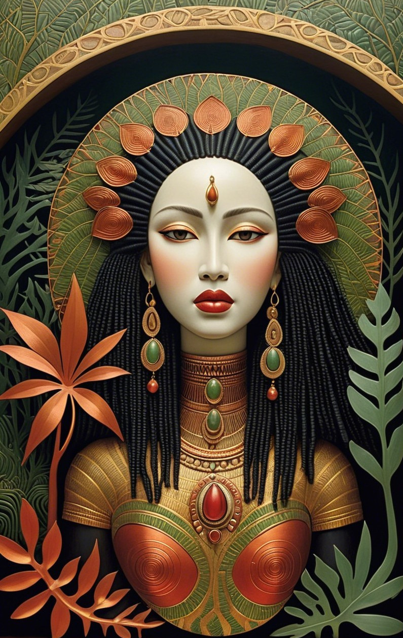 Portrait of a Woman with Jewelry and Headdress