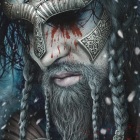 Stylized Figure in Suit Amidst Intricate Tree Design