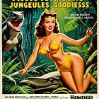 Vibrant Figure in Red Cloak on Gnarled Tree Branch