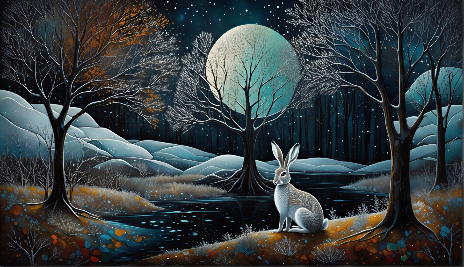 Detailed Digital Art of Rabbit by Moonlit River