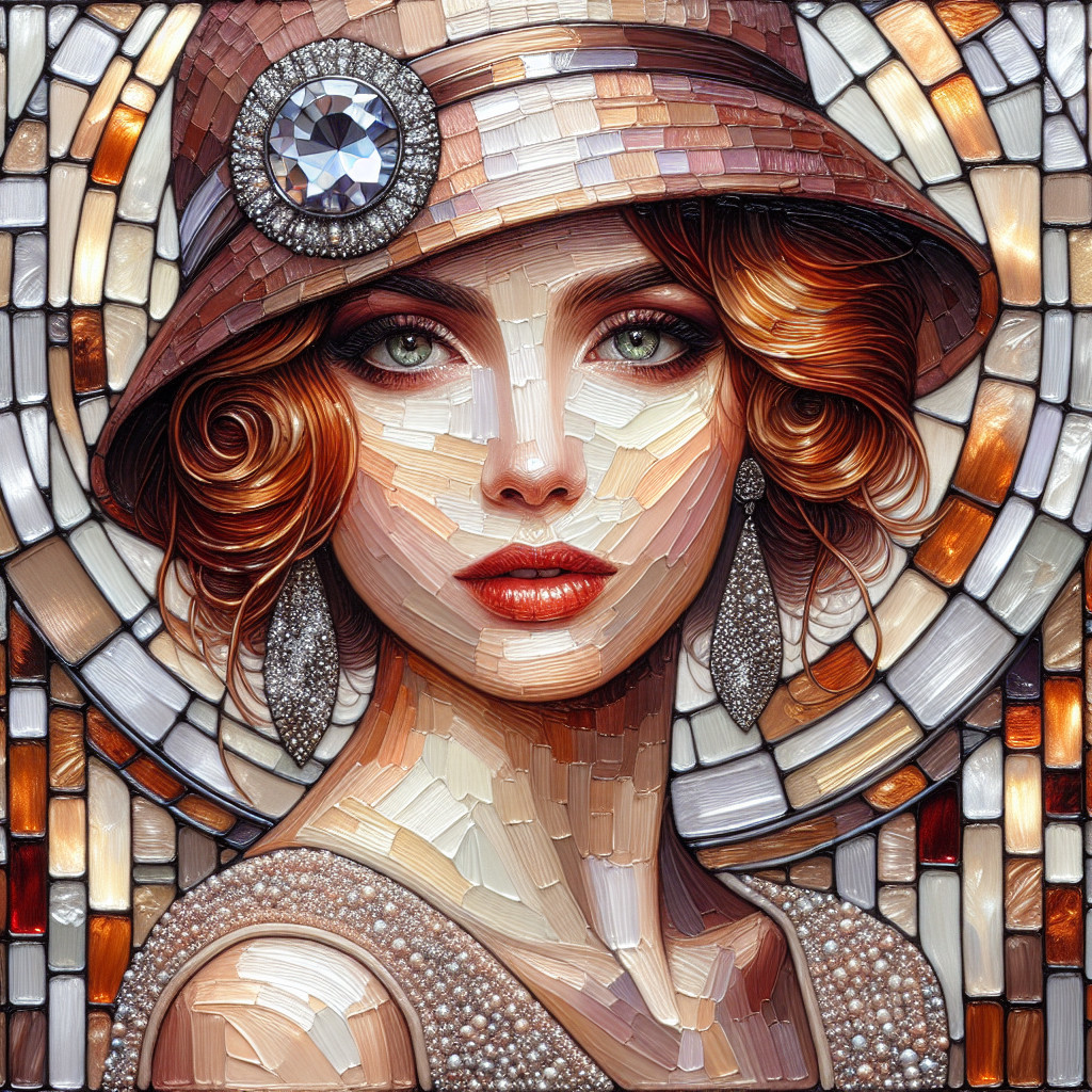 Portrait of a Woman with Hat and Gemstone Jewelry