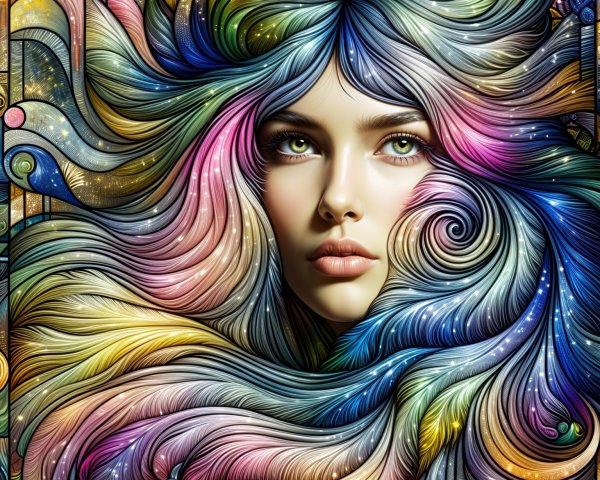 Vibrant Portrait of a Woman with Colorful Hair