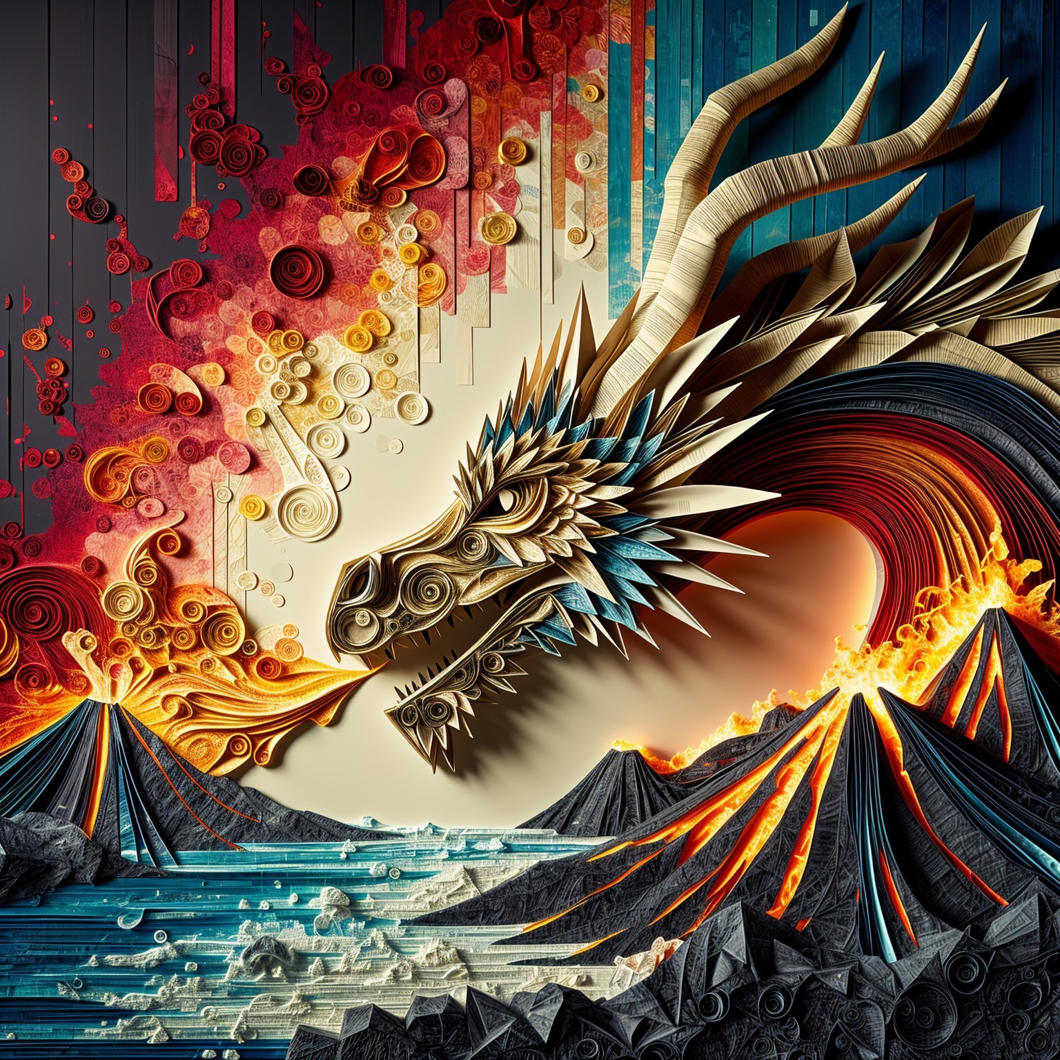 Vibrant Dragon Breathing Fire with Colorful Patterns