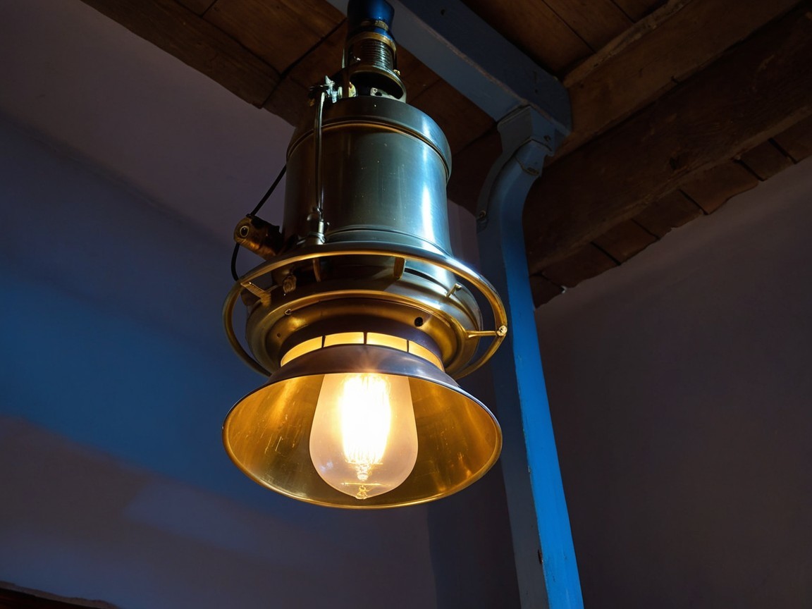 Vintage Brass Lantern with Warm Glow in Cozy Setting