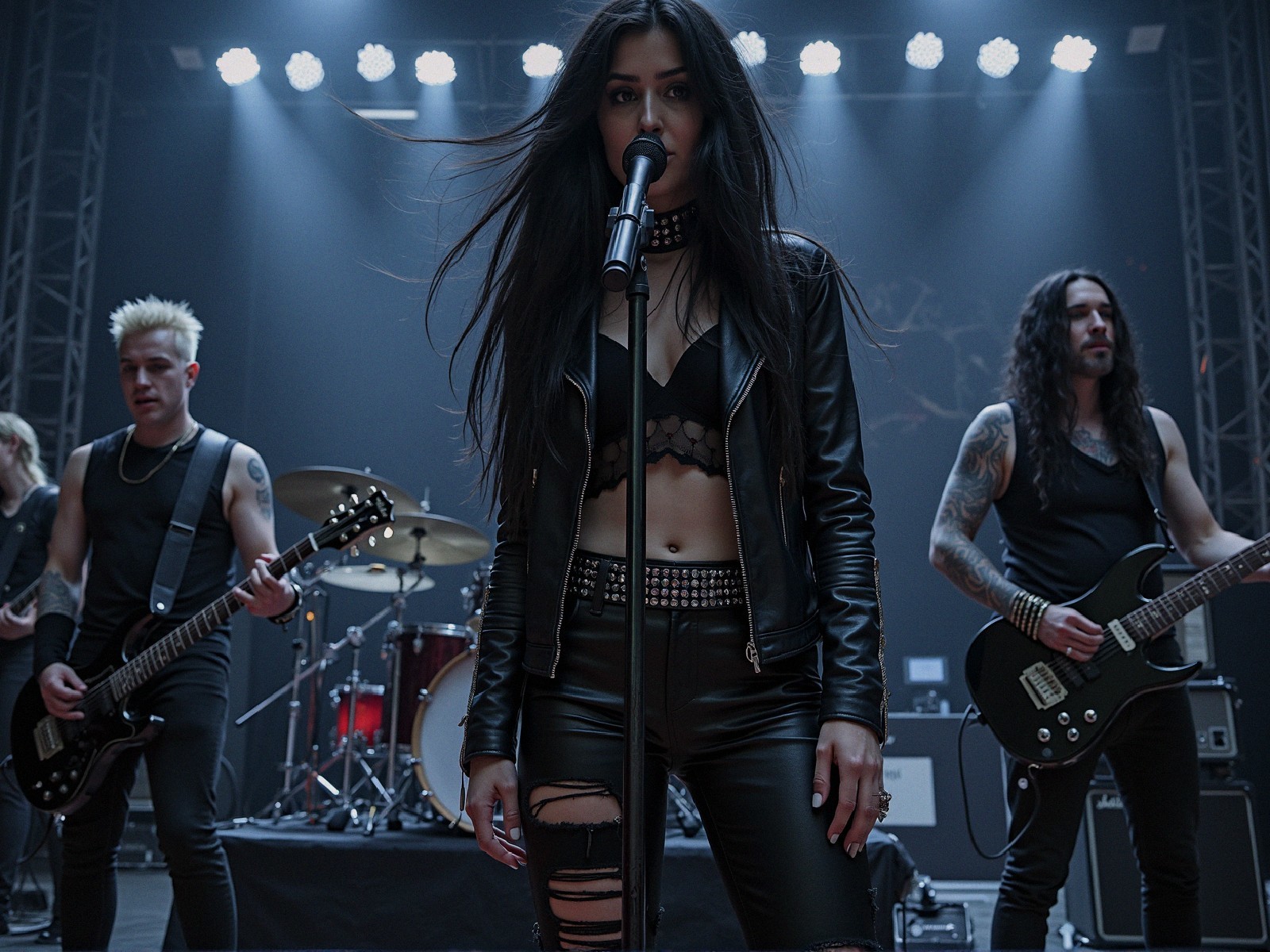 Rock Band Performance with Dramatic Stage Lighting