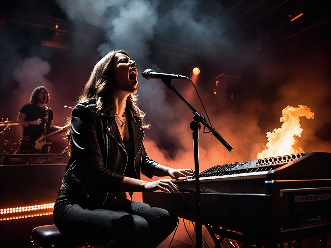 Dynamic Live Performance with Female Musician and Guitarist
