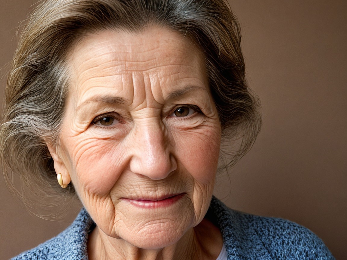 Elderly Woman with Warm Features and Gentle Expression