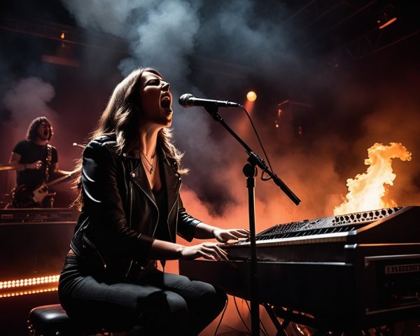 Dynamic Live Performance with Female Musician and Guitarist