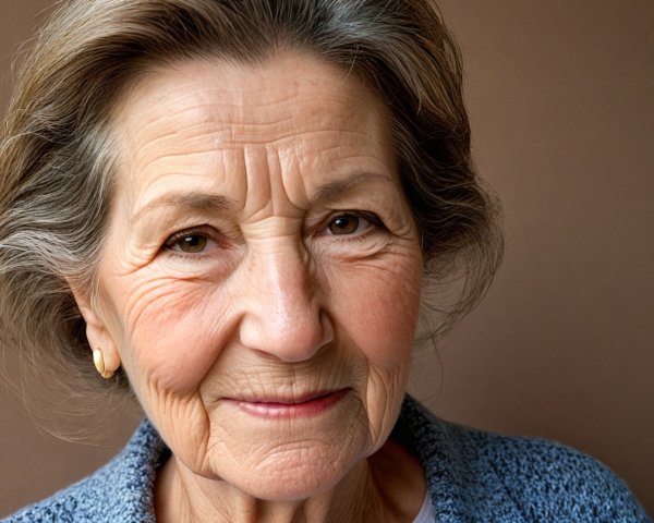 Elderly Woman with Warm Features and Gentle Expression