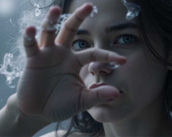 Headshot of a Young Woman with Water Droplets