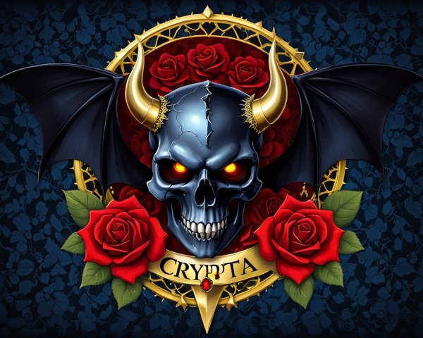 Skull Design with Red Eyes and Gothic Accents