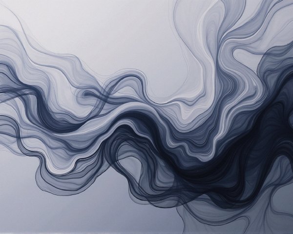 Abstract Digital Painting of Dark Blue and Gray Waves