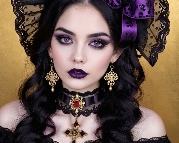 Elegant Portrait of Young Woman in Gothic Style