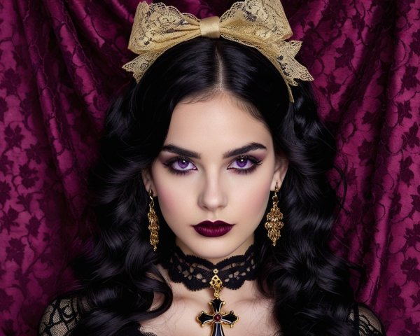 Young woman with gothic style and dramatic makeup