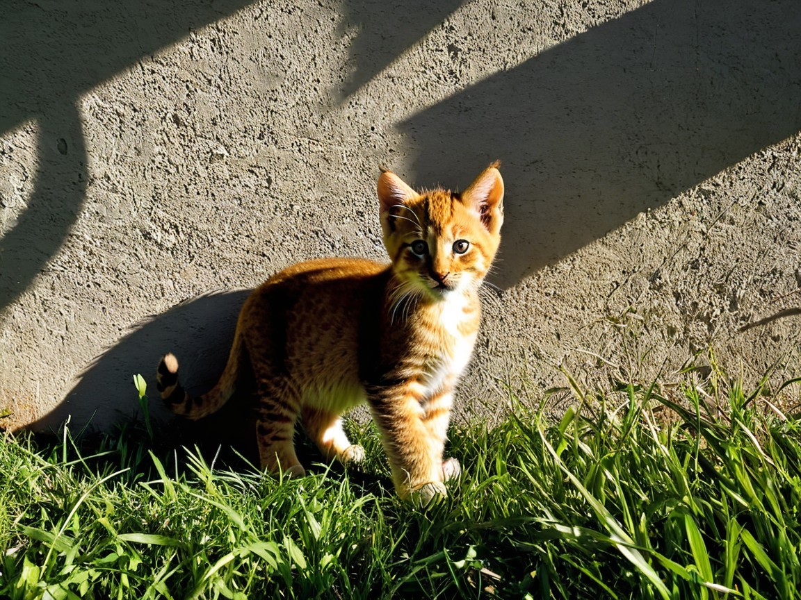 Playful Orange Tabby Kitten on Green Grass
