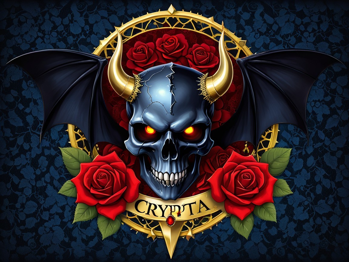 Skull Design with Red Eyes and Gothic Accents