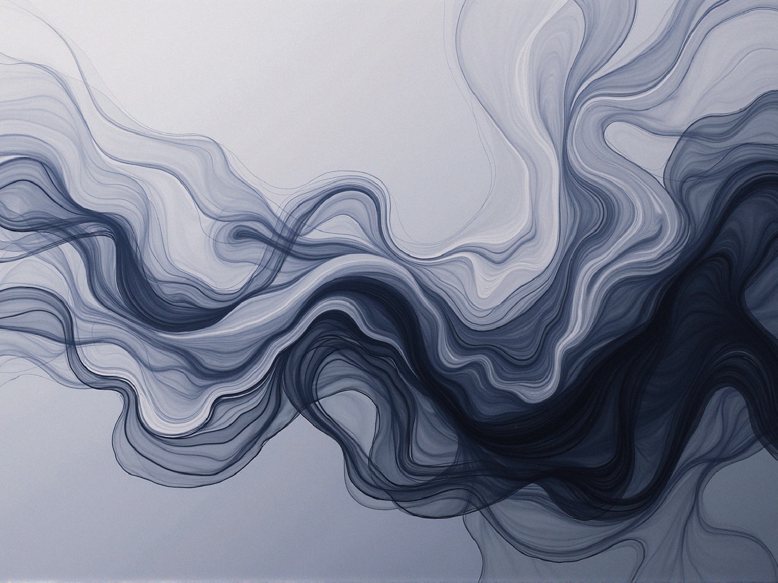 Abstract Digital Painting of Dark Blue and Gray Waves