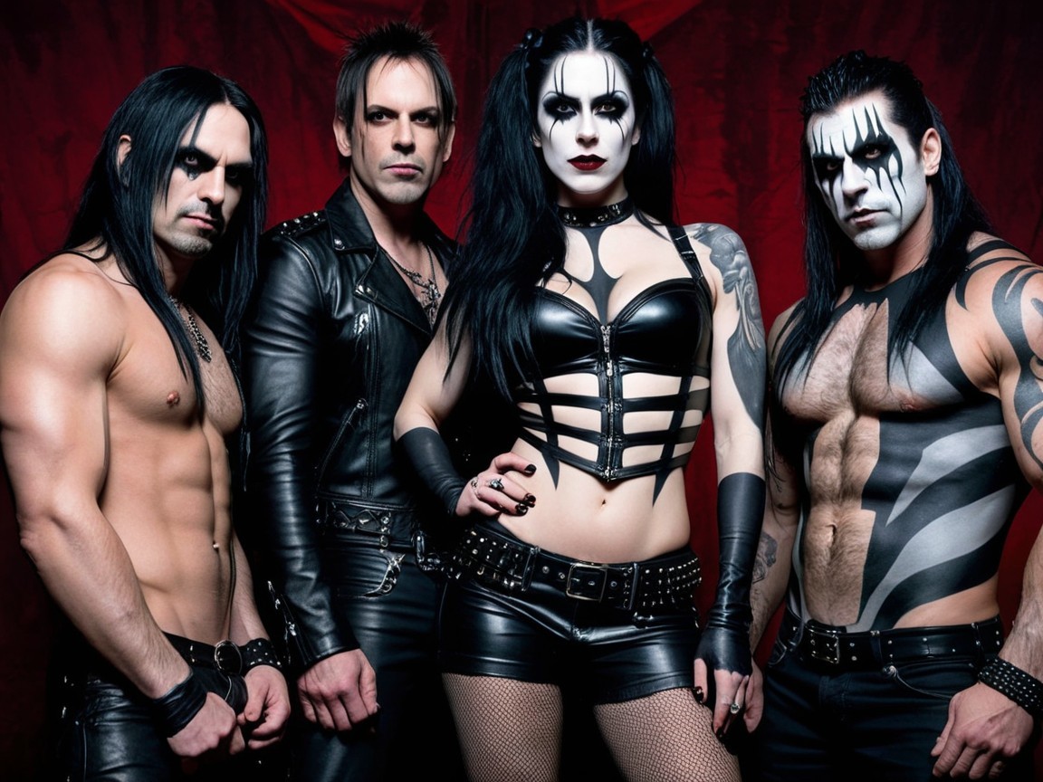 Gothic Rock Musicians in Dark Leather Attire