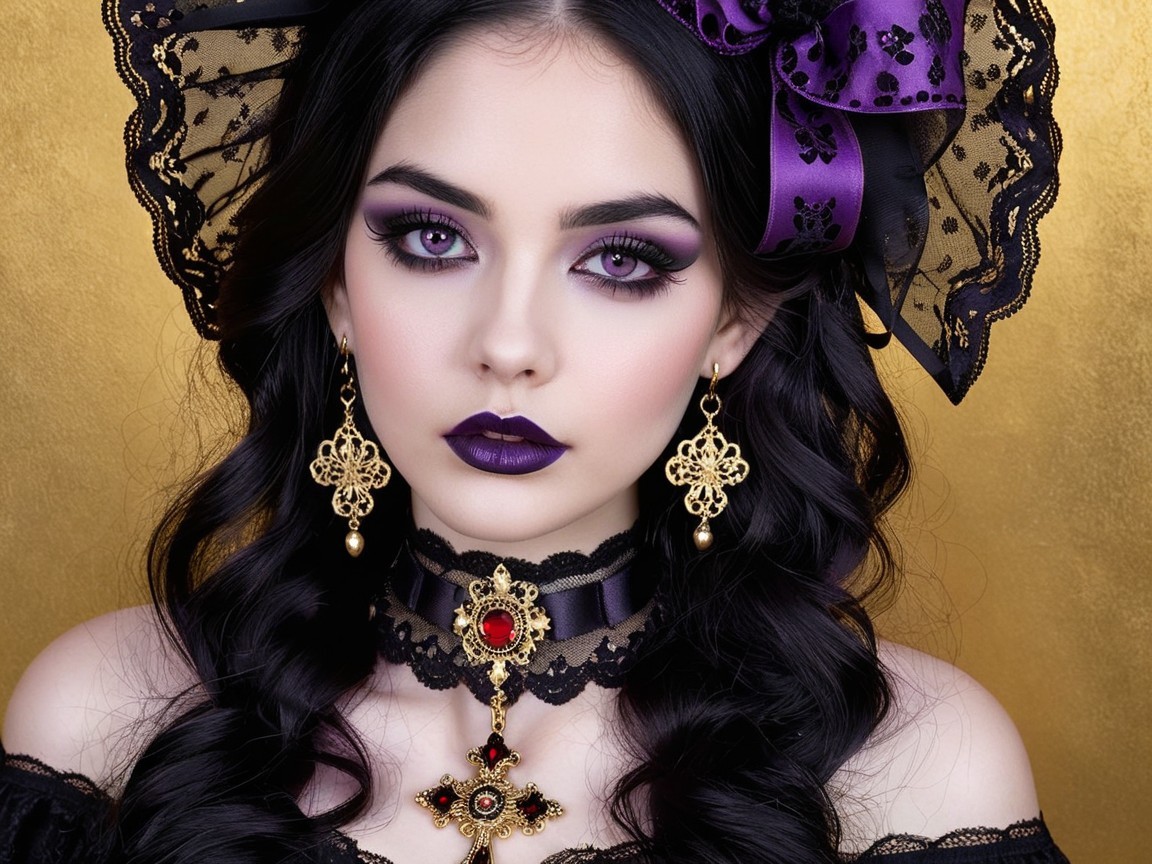 Elegant Portrait of Young Woman in Gothic Style