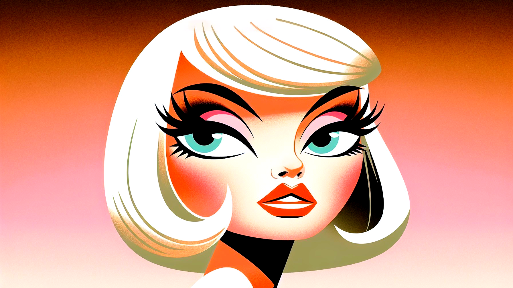 Glamorous Woman with Platinum Hair and Bold Makeup