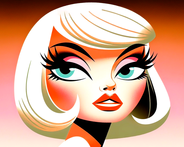 Glamorous Woman with Platinum Hair and Bold Makeup