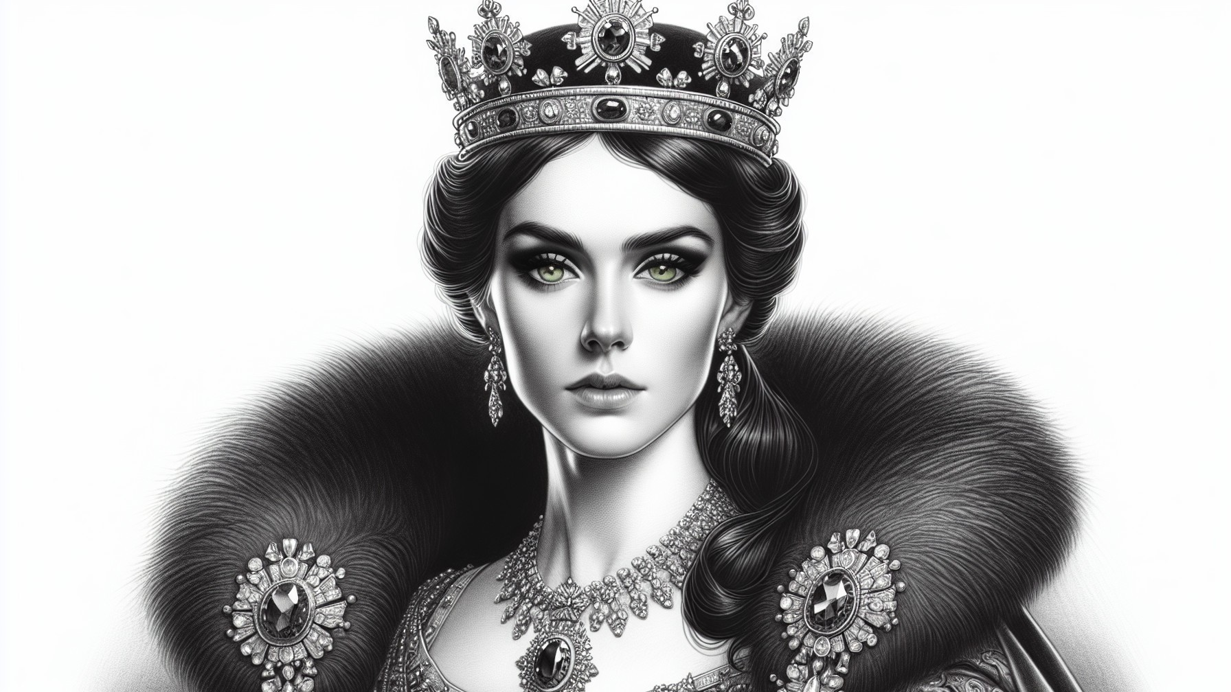 Regal Woman in Lavish Crown and Opulent Attire