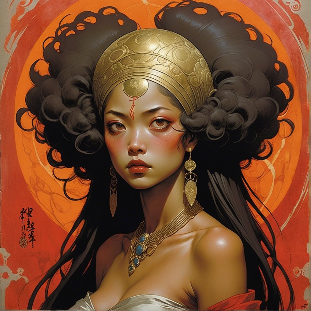 Portrait of a Young Woman with Ornate Headpiece
