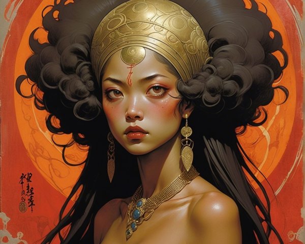 Portrait of a Young Woman with Ornate Headpiece