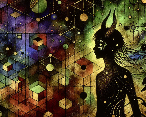 Silhouette with Patterns in a Cosmic Background