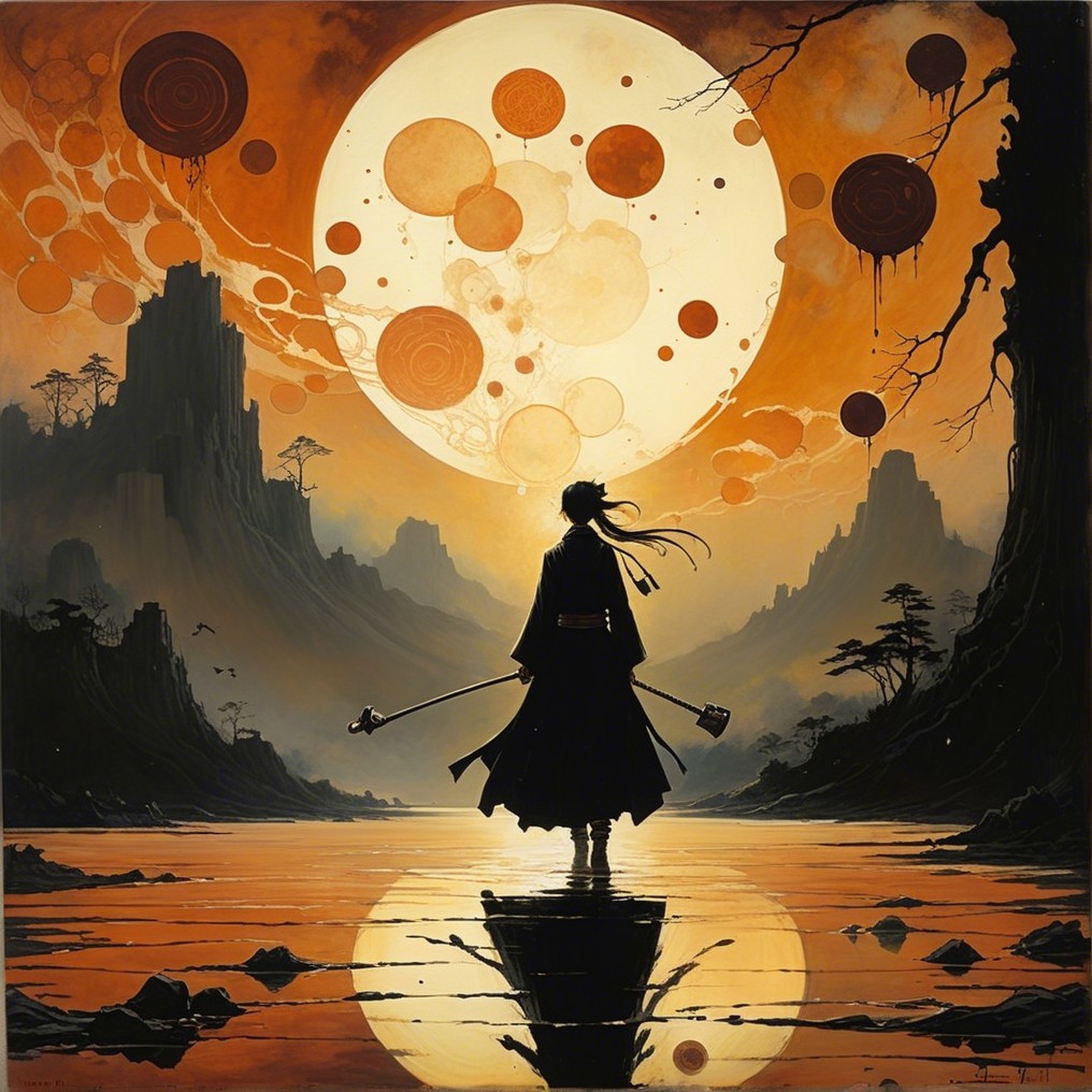 Silhouette by Tranquil Water Under Glowing Moon