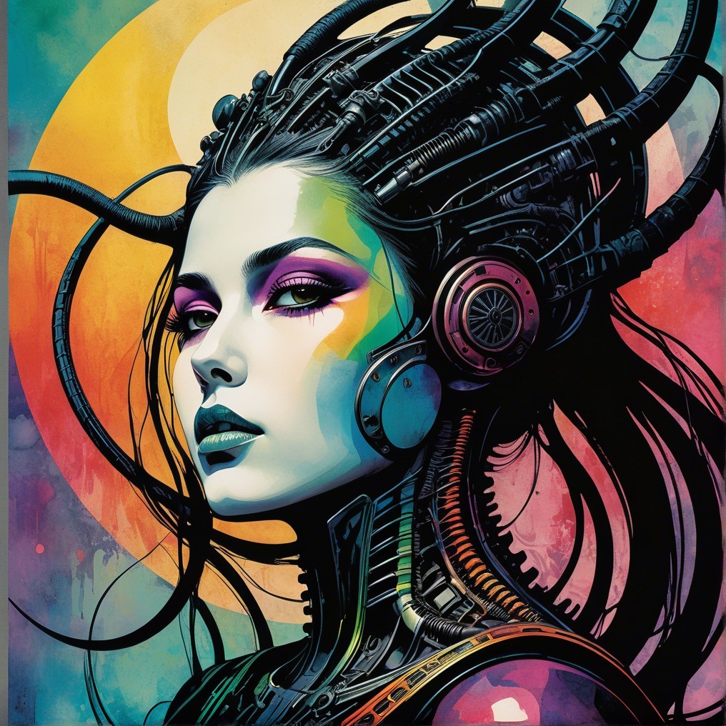Futuristic portrait of a woman with cybernetic features
