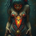 Futuristic Woman in Intricate Cybernetic Armor