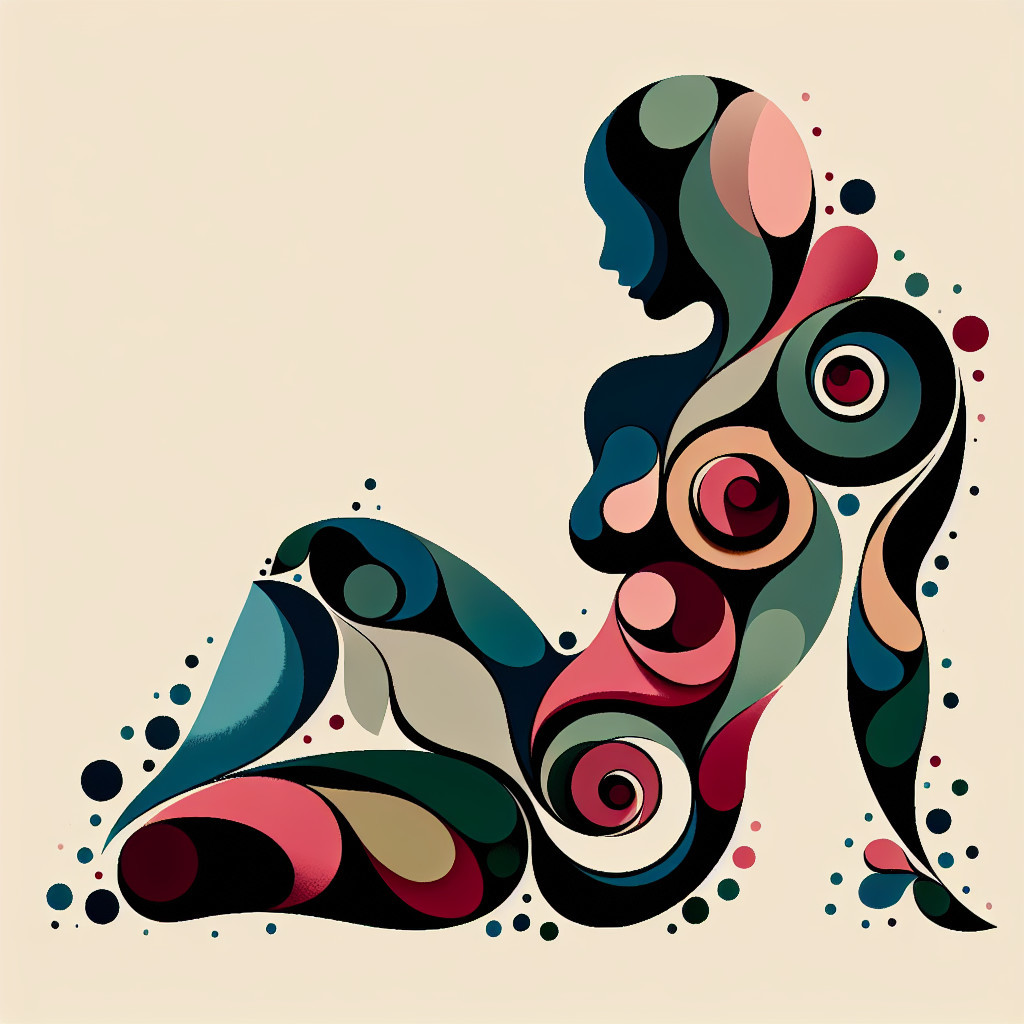 Stylized Silhouette of a Seated Figure in Colorful Design