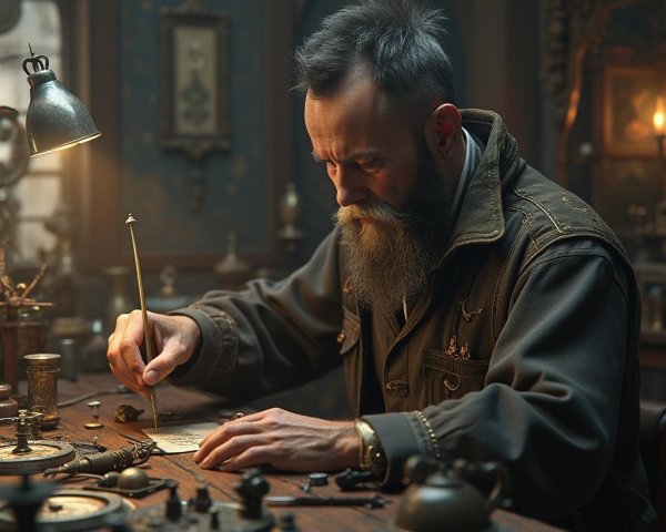 Artisan at Work in Vintage Workshop Setting