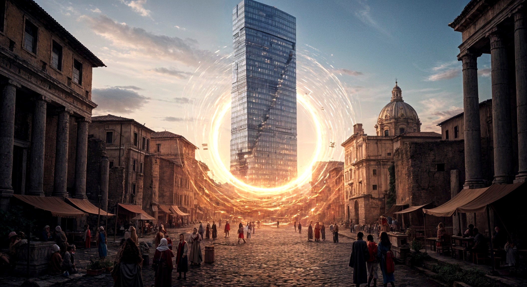 Skyscraper Surrounded by Historic Market and Portal