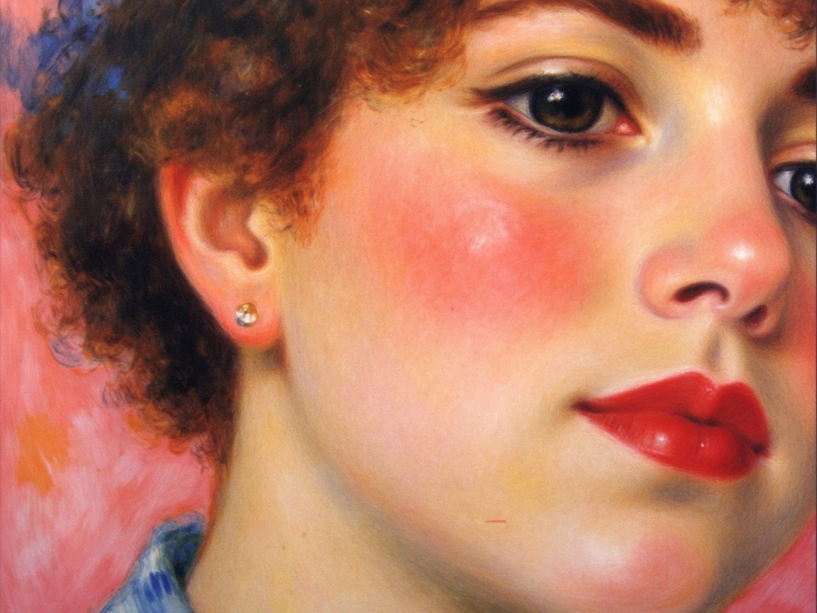 Close-up Portrait of a Young Woman with Curly Hair